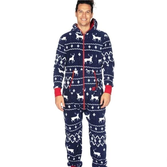 MEN'S BLUE REINDEER JUMPSUIT. Size L - Picture 3 of 13